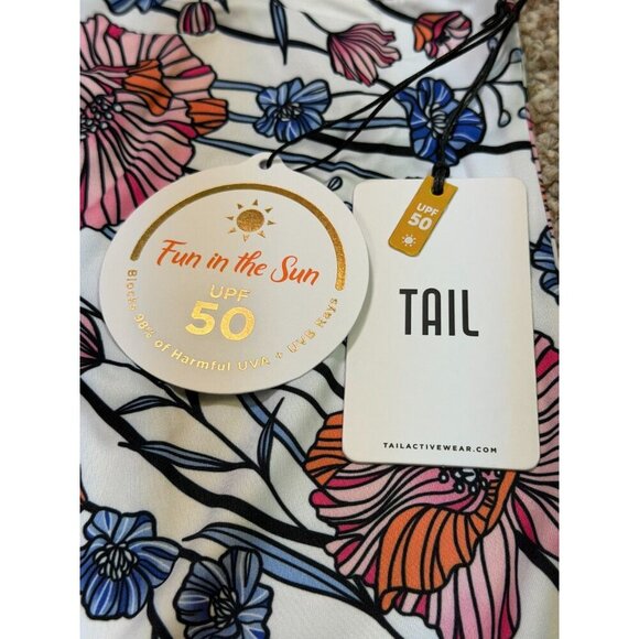 Tail Activewear Zena Foldover Collar Tennis Dress L Atlantica Floral UPF 50 - Picture 10 of 12